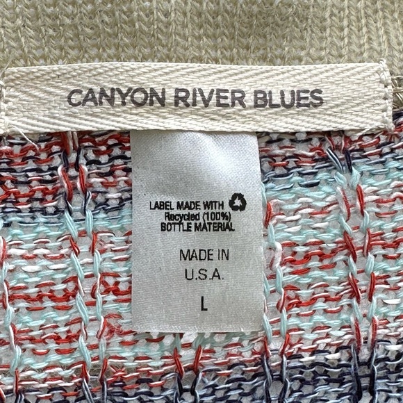 CANYON RIVER BLUES Boho Fringe Knit Open Cardigan size L and M made in the USA - Picture 3 of 6
